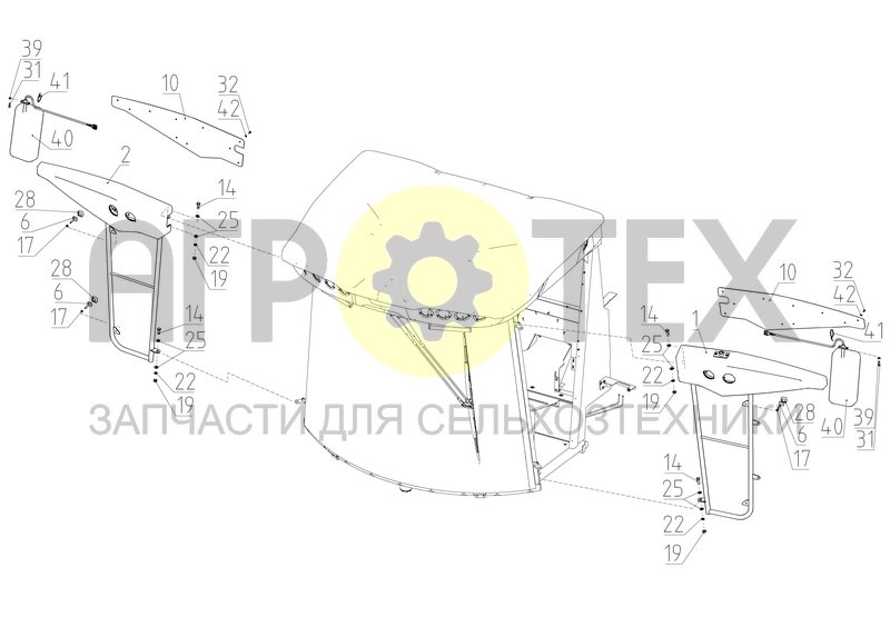 Чертеж Установка кронштейнов зеркал (МРУ-2.03.500-01)